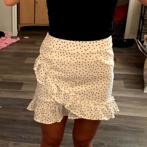 white polka dot skirt